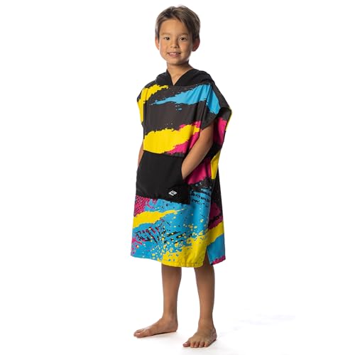 Image of Flow Changing Poncho for Kids - Microfiber Hooded Swim Towel Poncho for Boys & Girls, Perfect for Beach, Pool, or Swim - Quick Dry, Absorbent, Light Weight, and Easy to Pack (Flashback, Medium)