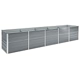 vidaXL Hochbeet Pflanzkübel Pflanzbeet Gemüsebeet Gartenbeet Frühbeet Blumenkasten Pflanzkasten Garten Verzinkter Stahl 400x80x45cm Grau