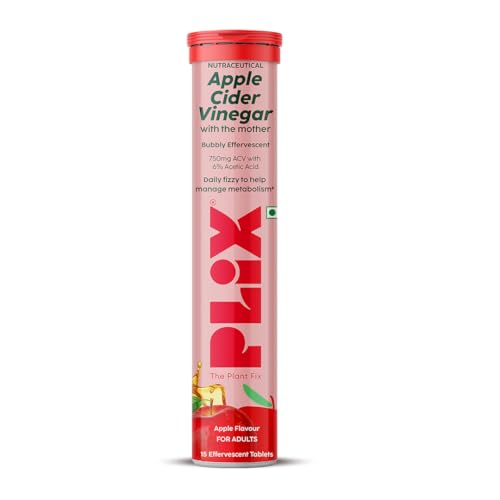 Image of THE PLANT FIX Apple Cider Vinegar Effervescent Tablet with Mother | Supports Metabolism & Control Cravings | With 750mg ACV, Vit B6 & B12 | No Added Preservative |