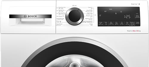 Bosch Series 4 Washer Dryer 1400 rpm, 9kg, Push-Button, Aquastop, White, WNA244X0GC, 1 Year Manufacturer Warranty