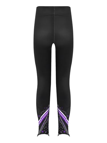 YiZYiF Kids Girls Fleece-Lined Figure Skating Leggings Stylish Printed Gymnastics Tights Yoga Training Pants4