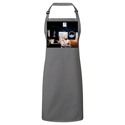 Tablier cuisine gris anti-taches pour barbecue yakitori japonais