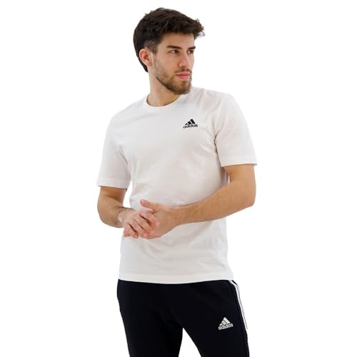 adidas Essentials Single Jersey Embroidered Small Logo T-shirt Camiseta, Blanco, L Hombre
