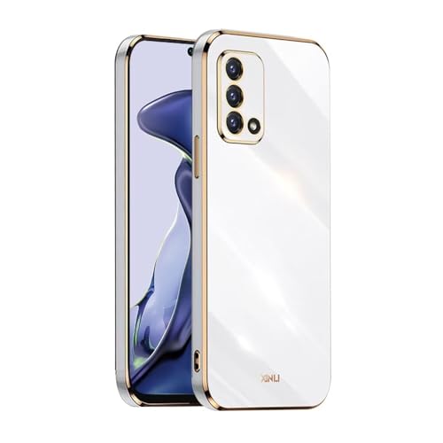 EASSGU [Telaio Elettrolitico Custodia per OPPO A74 (4G) (6.43' Inches) Cover Protettiva in Morbido Silicone TPU - Bianco