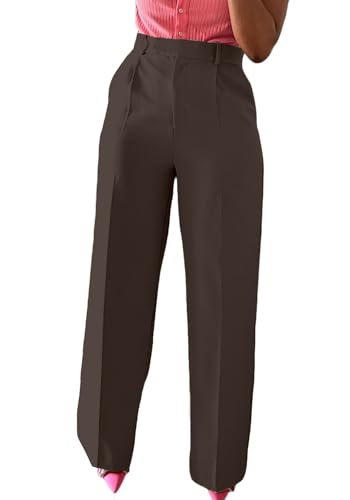 Lucuna Women's Wide Leg Dress Pants High Waisted Straight Leg Slacks Business Office Work Pants Trousers