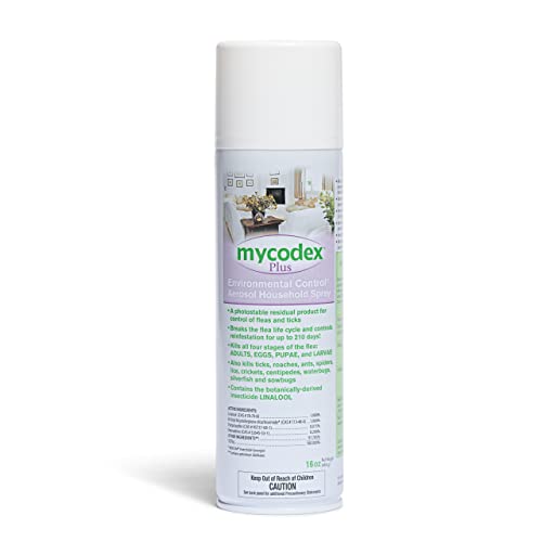PRN Pharmacal Mycodex Plus Environmental Control Spray – Household Spray – Insecticide – Kills Flea, Ticks, Roaches, Ants, Spiders, Lice, Crickets, Centipedes, Waterbugs, Silverfish & Sowbugs – 16 Oz