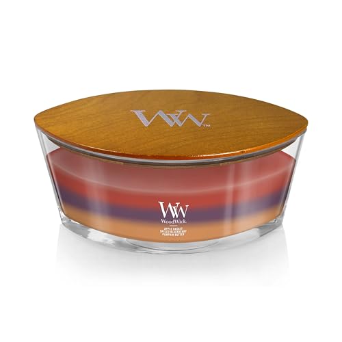 WoodWick Autumn Harvest Holiday Candle Gifts for Women and Men, 16 oz Ellipse Trilogy Candle with Crackling Wick