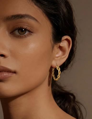 18 Pairs Gold Hoop Earrings Set for Women, Hypoallergenic Twisted CZ Statement Hoop Earrings Pack, Trendy Jewelry Set for Women Gifts — view 5