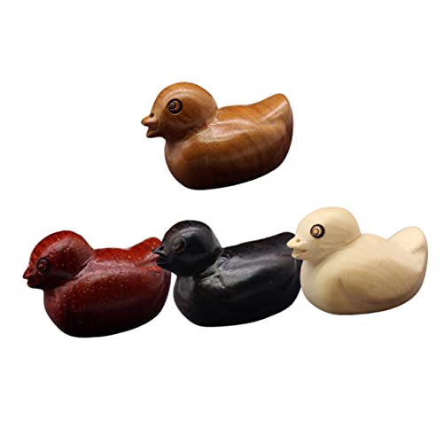 4Pcs Wooden Duck Figurines Mini Animal Charms for Craft Making Hanging Ornaments, and Diy Decorations, Assorted Color, 2.5X1.8X1.7CM