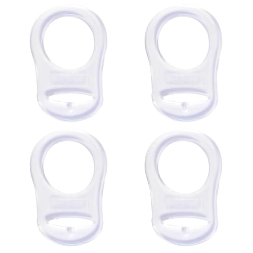 4 Stück Schnullerkette Silikon,Transparent Silikonknopfring Silikonring für Schnuller,Silikon-Knopf-Ring,Silikonring für Schnullerkette,Schnuller Adapter,Silikon Dummy Halter Clip Adapter Ring