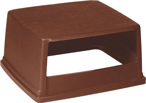 Image of Rubbermaid Commercial Products Glutton Trash Can Top, Large 56-Gallon, Brown, Compatible with Rubbermaid Weather Resistant Garbage Can for Outdoor Spaces, Malls /Schools /Offices /Stadiums /Restaurants