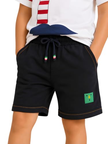 Image of Pilolo Kids Soft Cotton Terry Lycra Adjustable Drawstring Pocket Shorts for Boys