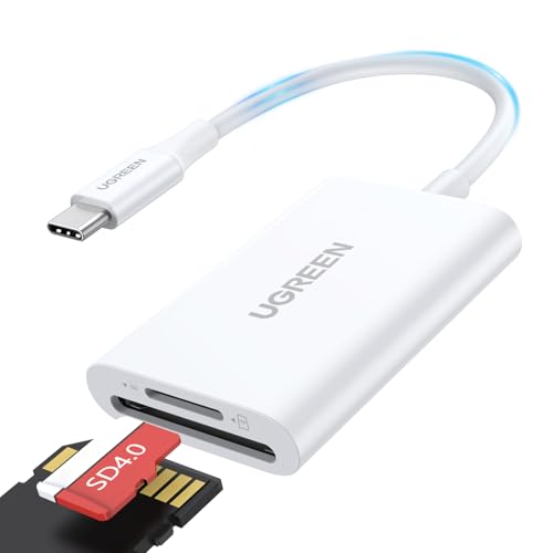 UGREEN USB C Lecteur de Carte SD Micro SD Adaptateur de Carte Mémoire Externe 5Gbps Super Vitesse Simultané à Lire et Écrire Compatible avec MacBook Pro Air iPhone 15 Pro Max iPad Galaxy S24 (Blanc)