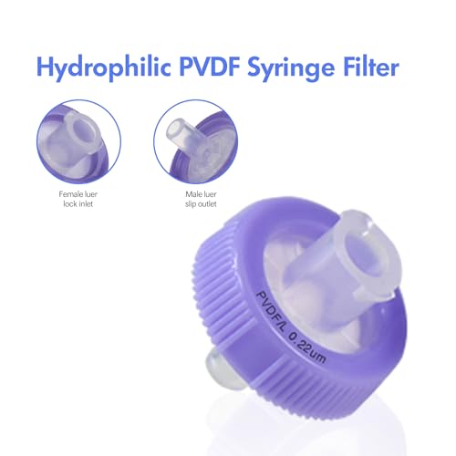 Image of Syringe Filters PVDF Hydrophilic Filtration 0.22um 13mm Membrane Diameter Lab PVDF Membrane Disc Non-Sterile by Labfil, Pack of 100