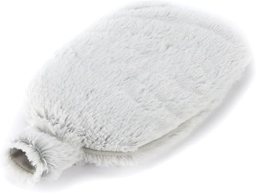 FNX Warmies Microwaveable Bottle | Heatable Warm & Comfy - Better Than Hot Water Bottle | Plush Faux Fur - Infused with Scented Lavender | for Cold Pain Relief & Relaxation | Grey 28cm x 18cm