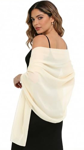 Sumolux Chiffon Shawls and Wraps for Evening Dresses Women Soft Silky Elegant Wedding Bridal Scarve