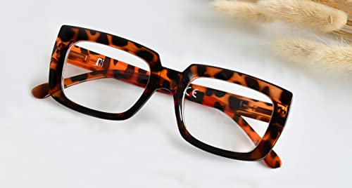 Image of Eyekepper 4 Pack Stylish Reading Glasses Women - Oversized Square Readers Tortoise +3.25