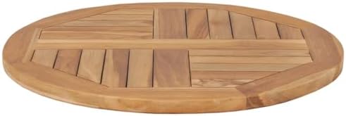 Bild von vidaXL Teak Massiv Tischplatte Massivholzplatte Holzplatte Ersatztischplatte Holz Platte für Esstisch Esszimmertisch Rund 2,5cm 60cm Ø 60 cm