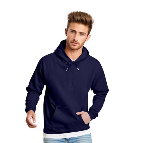 UOFOCO Mens Oversized Hoodies Long Sleeve Drawstring Solid Color Pullover Sweatshirts 2025 Fall Winter Fashion Tops2
