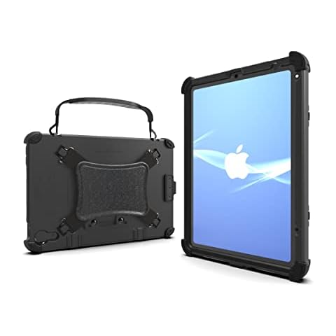 MobileDemand Ultra Rugged Case for iPad Mini 6th Gen 8.3-inch – Briefcase Handle, Back Hand Strap – Lightning Port Cover – Shock Absorbing Rubber Bumpers, Fully Protective Case – Black – Heavy Duty Cover