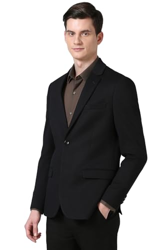 Image of Peter England Textured Knit Single-Breasted Blazers