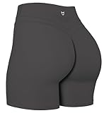 TomTiger Yoga Shorts for Women Tummy Control High Waist Biker Shorts Exercise Workout Butt Lifting Tights Women's Short Pants (Dark Gray, S)