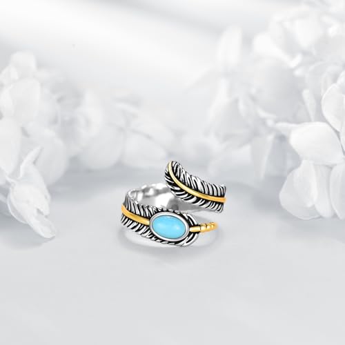 Bague plume en argent bijou quotidien ajustable look décontracté