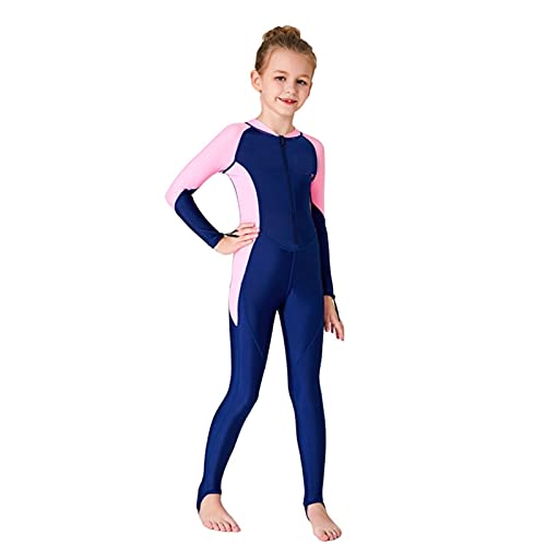Combinaison Girl Wetsuit Plongée Support Siamois Elastic À Manches Longues Maillot De Bain À Glissière Snorkeling Voilier Canoe MUMUJIN (Color : Blue, Size : S)