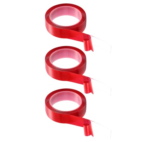 QUARKZMAN 3 Pezzi Nastro Montaggio Doppia Faccia Nano 3m x 3cm x 1mm Multiuso RimovibileImpermeabile Strisce Adesive Appendere Quadri Con Rivestimento Rosso Per Tappeti Poster