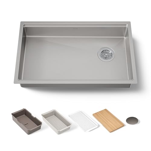 Kohler 33661-PC-NA Strive® 29" undermount single-bowl workstation kitchen sink, Stainless Steel