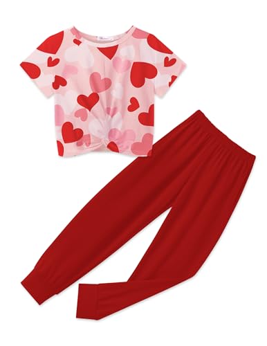 Image of Arshiner Girls Clothing Sets Tie Dye Twist Front Tops & Sweatpants Outfits Sportwear Sweatsuits Tracksuits 4-13 Year