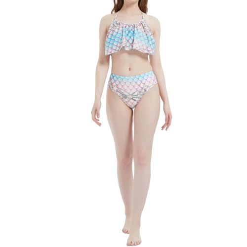 Generisch Conjunto de bikini para niña con volantes y estampado floral, 2 piezas, reloj digital para niños, multicolor, XL