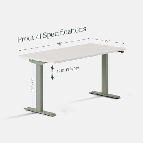 Image of Branch Duo Standing Desk, Adjustable Standing Desk with 20 inch Range | OLED Control Panel, Frameless Design and Compact Size Suitable for Many Spaces, 58 Inches, White Top, Sage Base