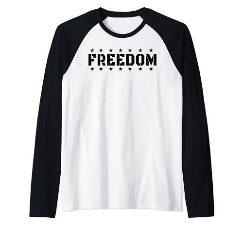 FREEDOM Raglan Baseball Tee, Black