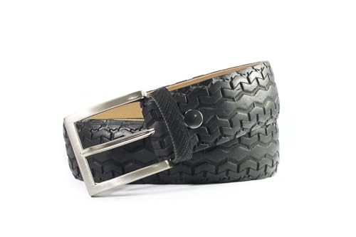 Cintura Vera Pelle Nera Cintura Donna ARIAT In Vera Pelle - Fibbia Argento Anticato Con Motivo Floreale Cintura Donna Pelle - Foto 3