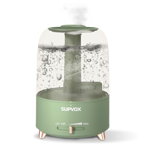 Image of Supvox Bedroom Humidifiers for Bedroom, Baby NurserHome Cool Mist Humidifier 4.2L Cold and Cough 360 Nozzle Rotation Ultrasonic Adjustable Air Humidifier with Mist Adjust Auto Shut-Off