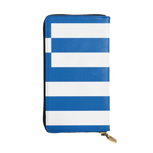 Greek Flag Prints Leather Long Clutch Wallet for Fashionable Girls and Women - Durable, Stylish, and Functional, Black, One Size