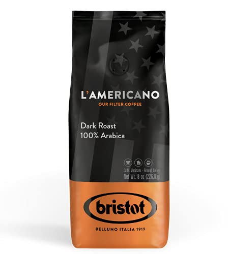 Bristot L'americano Dark Roast Ground Filter Coffee | 100% Arabica | For Pour-Over/French Press/Drip | 8Oz/226.8G