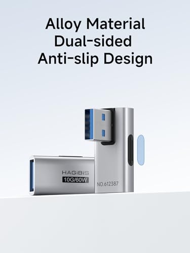 Image of Hagibis USB 3.2 Adapter 2 Pack, 90 Degree Right and Left Angle USB A Male to Female Connector OTG Adapter Cable Extender for Laptops Charger PC Car Mouse Keyboard (Vertical Back)