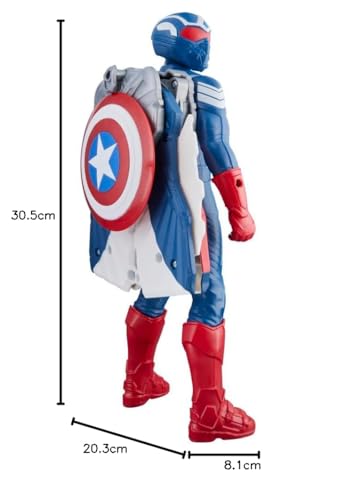 Marvel Avengers Captain America : Brave New World Flight Mode Figurine d'action avec Accessoires, Jouets Super héros de 22 cm pour Enfants à partir de 4 Ans