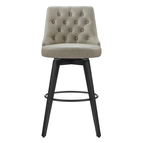 Image of Watson & Whitely Swivel Bar Stools with Back, Faux Leather in Stone Grey