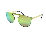  Lunettes Soleil Rond Rondes Miroir Jaune Vert Aviateur Mono-verre Christian