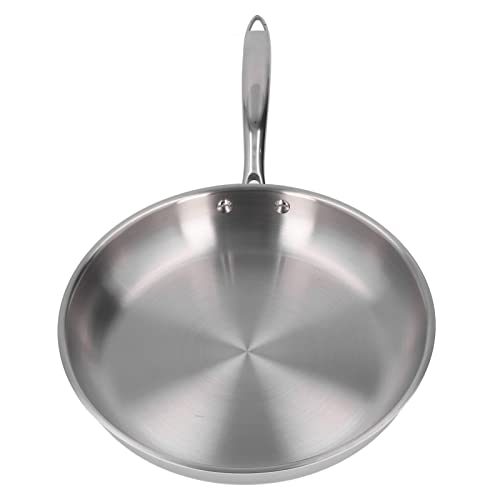 Sartén de acero inoxidable 304, sartenes de grado profesional para cocinar, sartén de acero inoxidable versátil de 3 capas sin recubrimiento grueso para cocinar tortillas(Los 28cm)