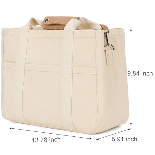 Barsine Messenger Bag for Women and Men, Multi-Pocket & Compartments Everyday Tote, Lightweight Canvas Bible Sturdy Bag
