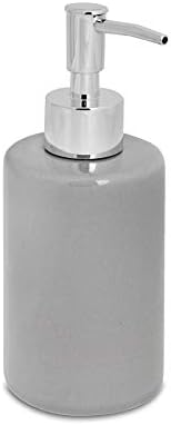 Harbour Housewares Soap Dispenser - Glazed Ceramic Household Hand Pump Bottle - 280ml - Grey