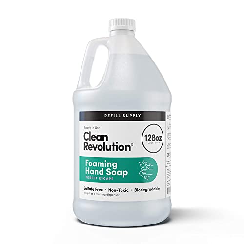 Image of Clean Revolution Foaming Hand Soap Refill with Real Essential Oils, Moisturizing Sulfate-Free Hand Soap, Ready-to-Use Foam Soap Refill for Kitchen & Bathroom (Forest Escape, 128oz)