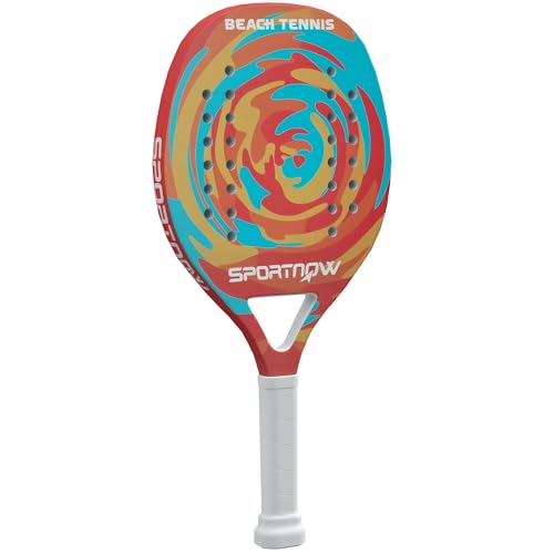 SPORTNOW Raqueta de Playa de Tenis de Fibra de Carbono con núcleo de Espuma de Memoria EVA, Bolsa de Raqueta y Mango Antideslizante, Color Amarillo