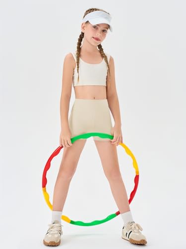 Image of Haloumoning Girls Athletic Shorts Kids High Waisted Yoga Dance Biker Shorts Comfy Gymnastics Shorts 5-14Y