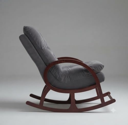 Image of CRAFTCITY Solid Sheesham Wood Relaxing Chair with Ottoman (Dark Grey)