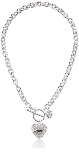 GUESS Women's Toggle Logo Charm Necklace, Silver, One Size